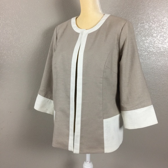 Chicos Reversible Linen Khaki Cheetah Jacket - Picture 3 of 8